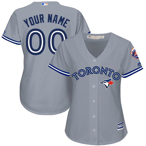 Women's Majestic Toronto Blue Jays Customized Authentic Grey Road MLB Jersey