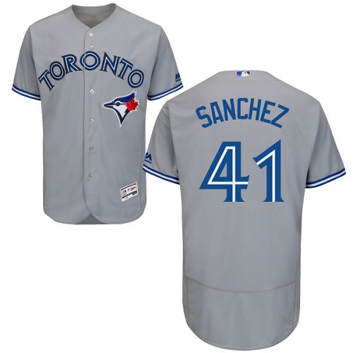 Men's Majestic Toronto Blue Jays #41 Aaron Sanchez Grey Road Flex Base Authentic Collection MLB Jersey