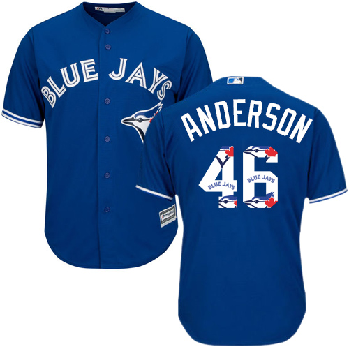 Men's Majestic Toronto Blue Jays #46 Brett Anderson Authentic Blue Team Logo Fashion MLB Jersey