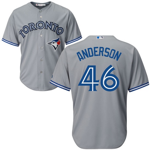 Men's Majestic Toronto Blue Jays #46 Brett Anderson Replica Grey Road MLB Jersey