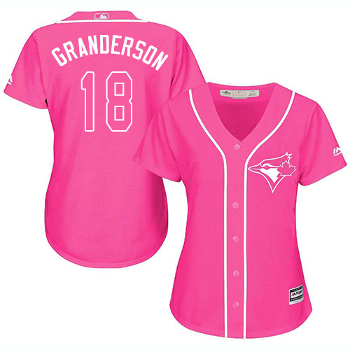 Women's Majestic Toronto Blue Jays #18 Curtis Granderson Authentic Pink Fashion Cool Base MLB Jersey