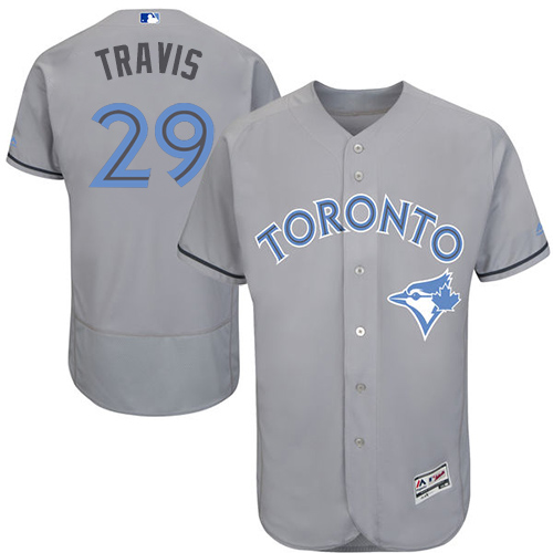 Men's Majestic Toronto Blue Jays #29 Devon Travis Authentic Gray 2016 Father's Day Fashion Flex Base MLB Jersey
