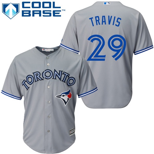 Men's Majestic Toronto Blue Jays #29 Devon Travis Replica Grey Road MLB Jersey