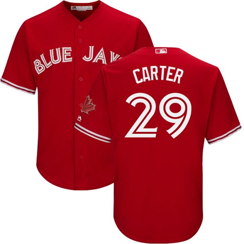 Youth Majestic Toronto Blue Jays #29 Joe Carter Replica Scarlet Alternate MLB Jersey