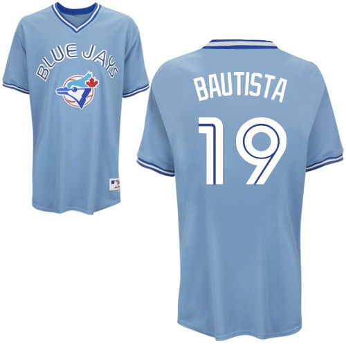 Men's Majestic Toronto Blue Jays #19 Jose Bautista Authentic Light Blue MLB Jersey