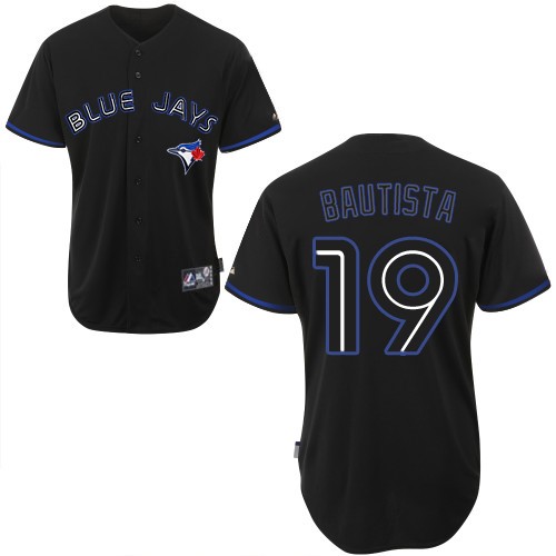 Men's Majestic Toronto Blue Jays #19 Jose Bautista Replica Black Fashion MLB Jersey
