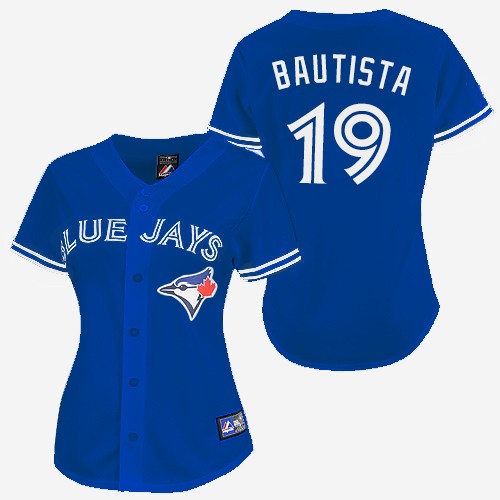 Women's Majestic Toronto Blue Jays #19 Jose Bautista Replica Blue MLB Jersey