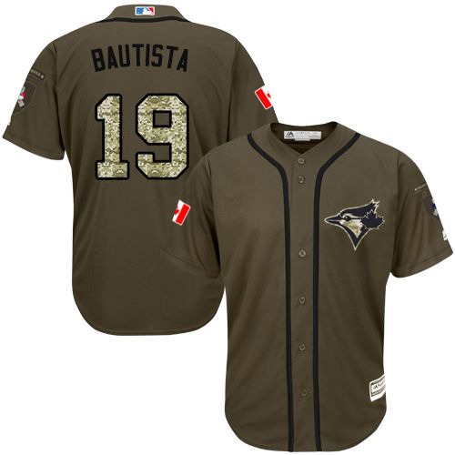 Youth Majestic Toronto Blue Jays #19 Jose Bautista Authentic Green Salute to Service MLB Jersey