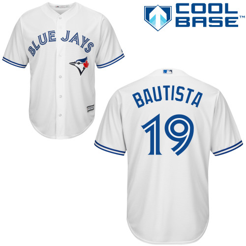 Youth Majestic Toronto Blue Jays #19 Jose Bautista Replica White Home MLB Jersey