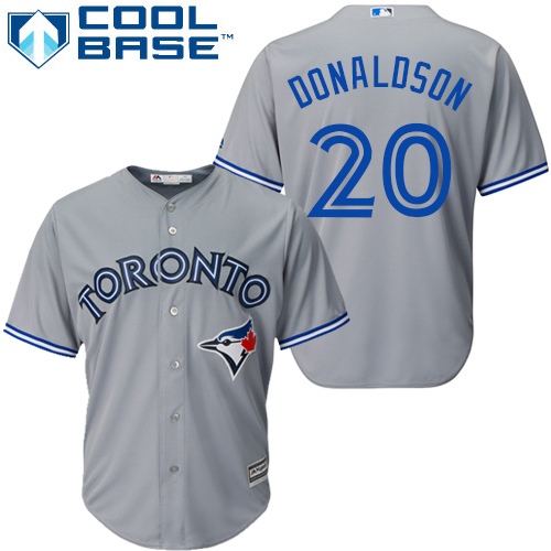 Men's Majestic Toronto Blue Jays #20 Josh Donaldson Replica Grey Road MLB Jersey