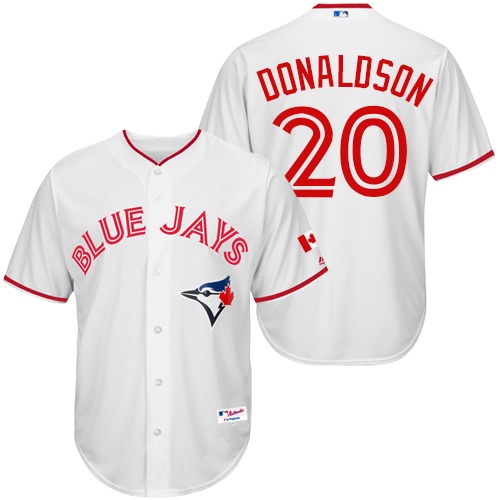 Men's Majestic Toronto Blue Jays #20 Josh Donaldson Replica White 2015 Canada Day MLB Jersey