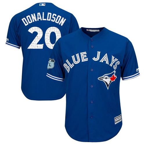 Youth Majestic Toronto Blue Jays #20 Josh Donaldson Authentic Royal Blue 2017 Spring Training Cool Base MLB Jersey