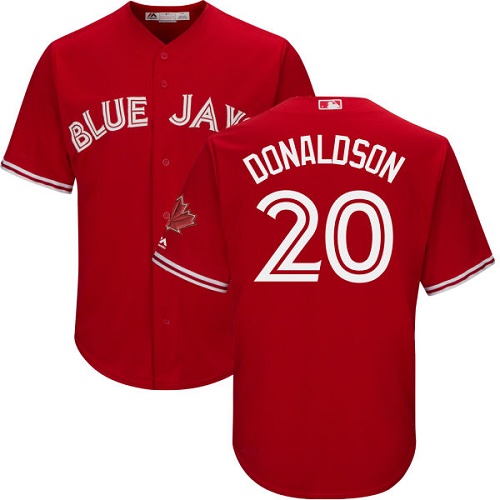 Youth Majestic Toronto Blue Jays #20 Josh Donaldson Authentic Scarlet Alternate MLB Jersey