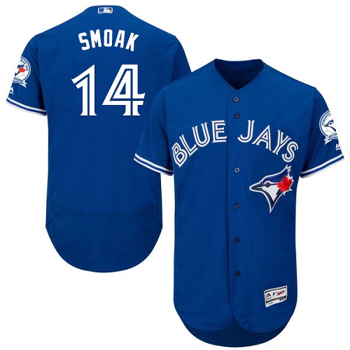 Men's Majestic Toronto Blue Jays #14 Justin Smoak Blue Alternate Flex Base Authentic Collection MLB Jersey