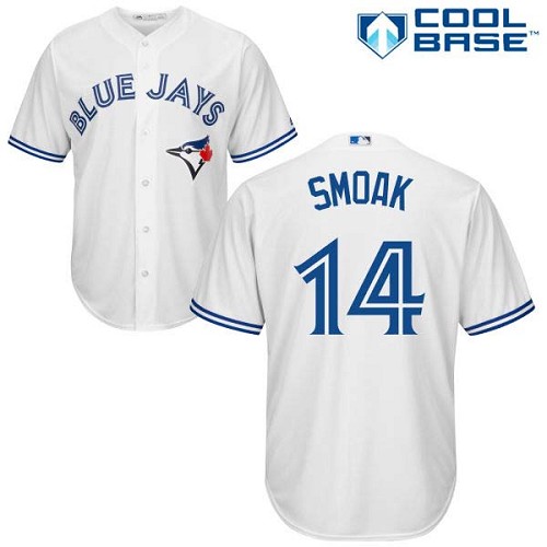 Men's Majestic Toronto Blue Jays #14 Justin Smoak Replica White Home MLB Jersey