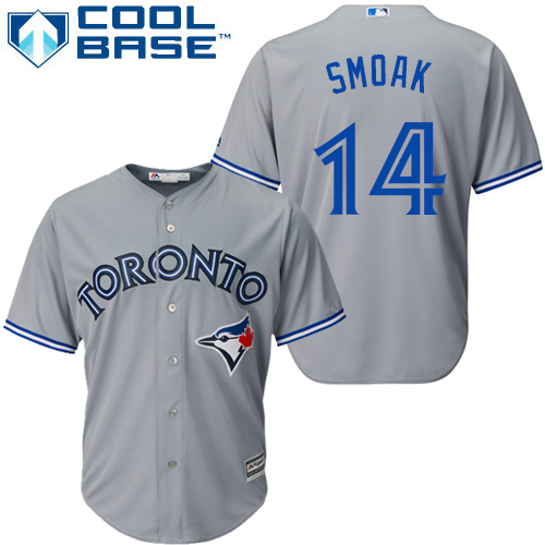Youth Majestic Toronto Blue Jays #14 Justin Smoak Authentic Grey Road MLB Jersey