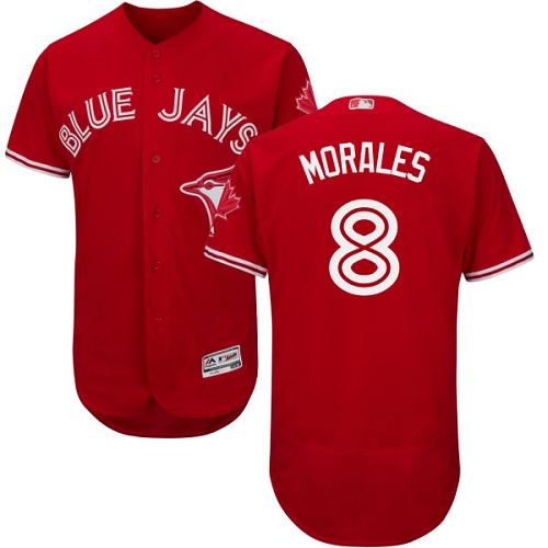 Men's Majestic Toronto Blue Jays #8 Kendrys Morales Scarlet Flexbase Authentic Collection Alternate MLB Jersey