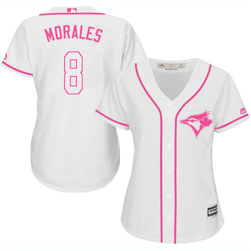 Women's Majestic Toronto Blue Jays #8 Kendrys Morales Replica White Fashion Cool Base MLB Jersey