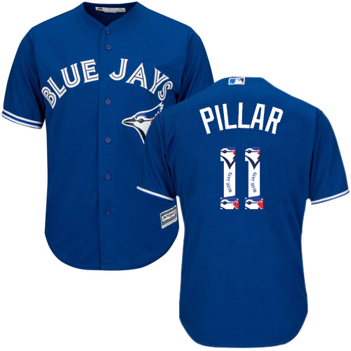 Men's Majestic Toronto Blue Jays #11 Kevin Pillar Authentic Blue Team Logo Fashion MLB Jersey