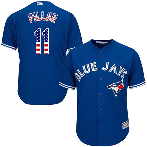 Men's Majestic Toronto Blue Jays #11 Kevin Pillar Authentic Royal Blue USA Flag Fashion MLB Jersey