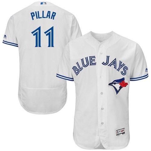 Men's Majestic Toronto Blue Jays #11 Kevin Pillar White Home Flex Base Authentic Collection MLB Jersey