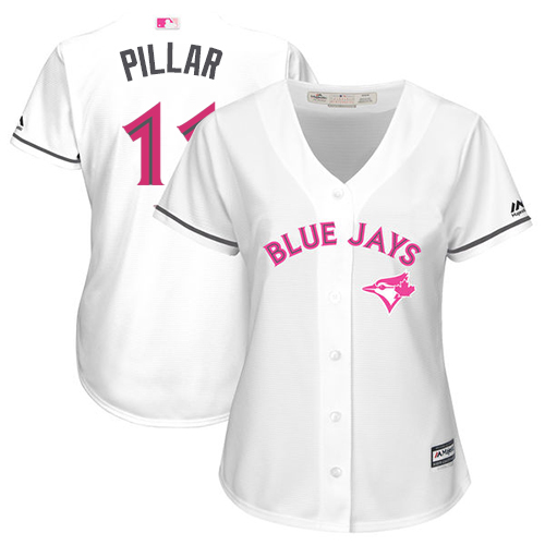 Women's Majestic Toronto Blue Jays #11 Kevin Pillar Replica White Mother's Day Cool Base MLB Jersey