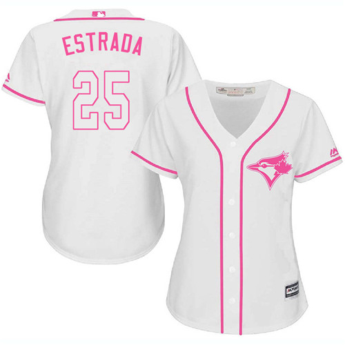 Women's Majestic Toronto Blue Jays #25 Marco Estrada Replica White Fashion Cool Base MLB Jersey