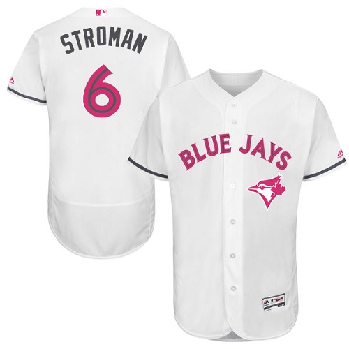 Men's Majestic Toronto Blue Jays #6 Marcus Stroman Authentic White 2016 Mother's Day Fashion Flex Base MLB Jersey