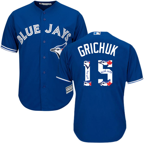 Men's Majestic Toronto Blue Jays #15 Randal Grichuk Authentic Blue Team Logo Fashion MLB Jersey
