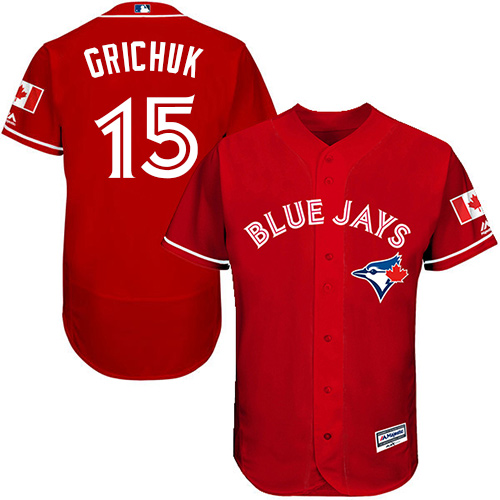 Men's Majestic Toronto Blue Jays #15 Randal Grichuk Scarlet Alternate Flex Base Authentic Collection Alternate MLB Jersey