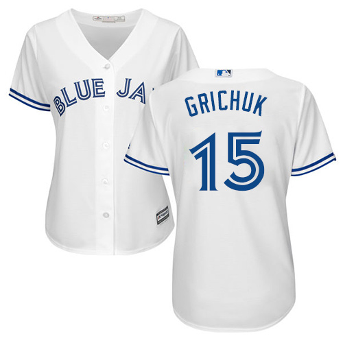 Women's Majestic Toronto Blue Jays #15 Randal Grichuk Replica White Home MLB Jersey