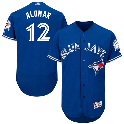 Men's Majestic Toronto Blue Jays #12 Roberto Alomar Blue Alternate Flex Base Authentic Collection MLB Jersey