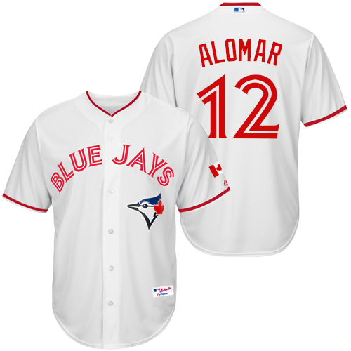 Men's Majestic Toronto Blue Jays #12 Roberto Alomar Replica White 2015 Canada Day MLB Jersey