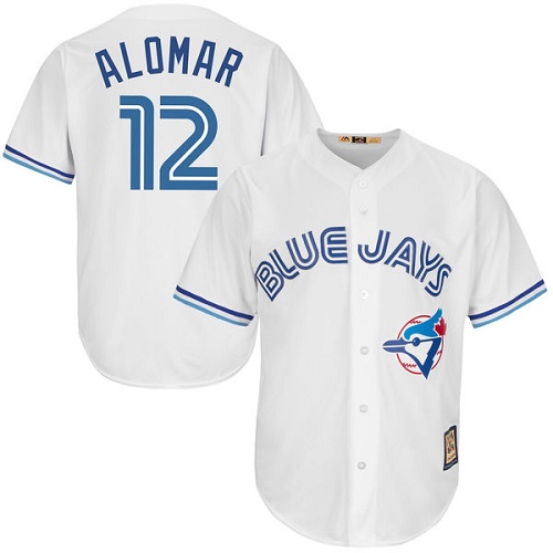Men's Majestic Toronto Blue Jays #12 Roberto Alomar Replica White Cooperstown MLB Jersey