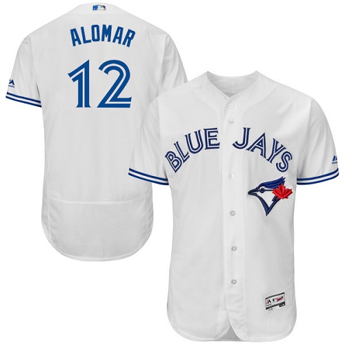 Men's Majestic Toronto Blue Jays #12 Roberto Alomar White Home Flex Base Authentic Collection MLB Jersey