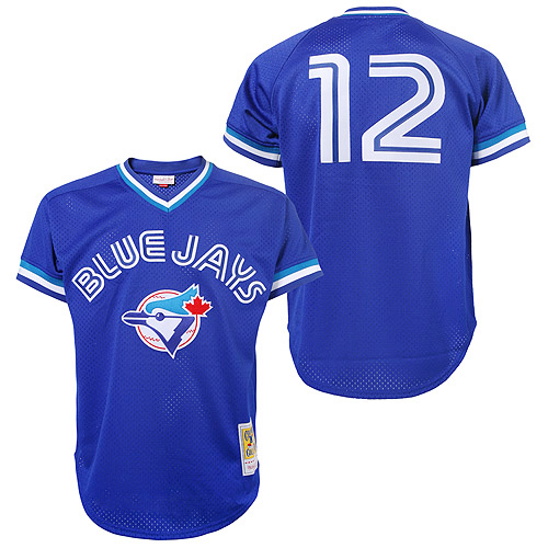 Men's Mitchell and Ness Toronto Blue Jays #12 Roberto Alomar Authentic Blue 1993 Throwback MLB Jersey