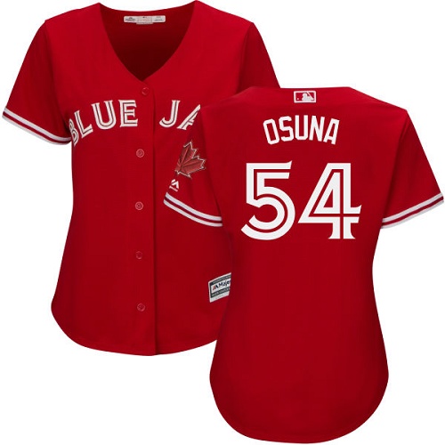 Women's Majestic Toronto Blue Jays #54 Roberto Osuna Authentic Scarlet Alternate MLB Jersey