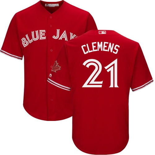 Men's Majestic Toronto Blue Jays #21 Roger Clemens Replica Scarlet Alternate Cool Base MLB Jersey