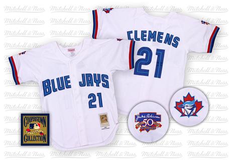 Men's Mitchell and Ness Toronto Blue Jays #21 Roger Clemens Authentic White Throwback MLB Jersey
