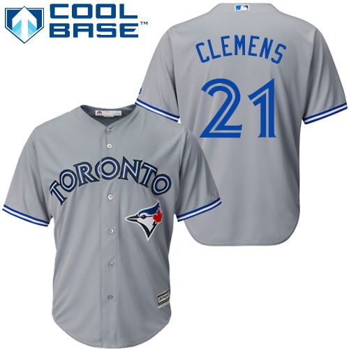 Youth Majestic Toronto Blue Jays #21 Roger Clemens Replica Grey Road MLB Jersey