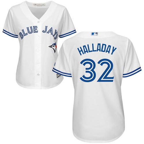 Women's Majestic Toronto Blue Jays #32 Roy Halladay Replica White Home MLB Jersey