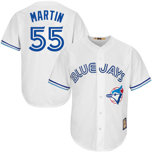 Men's Majestic Toronto Blue Jays #55 Russell Martin Replica White Cooperstown MLB Jersey