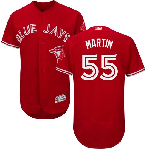 Men's Majestic Toronto Blue Jays #55 Russell Martin Scarlet Flexbase Authentic Collection Alternate MLB Jersey
