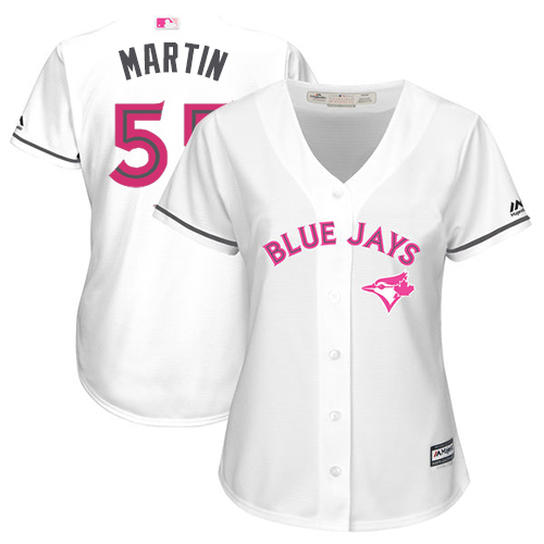 Women's Majestic Toronto Blue Jays #55 Russell Martin Authentic White Mother's Day Cool Base MLB Jersey