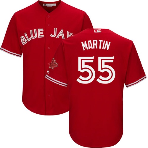 Youth Majestic Toronto Blue Jays #55 Russell Martin Authentic Scarlet Alternate MLB Jersey