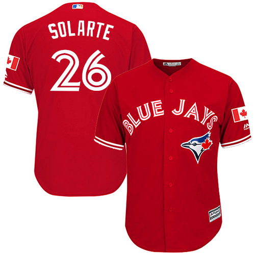 Men's Majestic Toronto Blue Jays #26 Yangervis Solarte Replica Scarlet Alternate Cool Base MLB Jersey