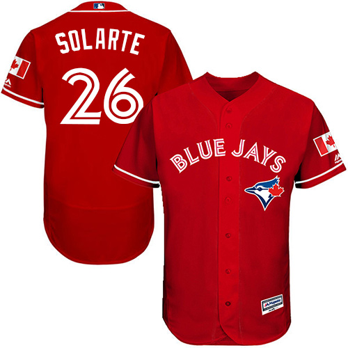 Men's Majestic Toronto Blue Jays #26 Yangervis Solarte Scarlet Alternate Flex Base Authentic Collection Alternate MLB Jersey