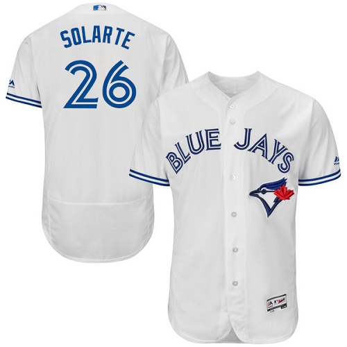 Men's Majestic Toronto Blue Jays #26 Yangervis Solarte White Home Flex Base Authentic Collection MLB Jersey